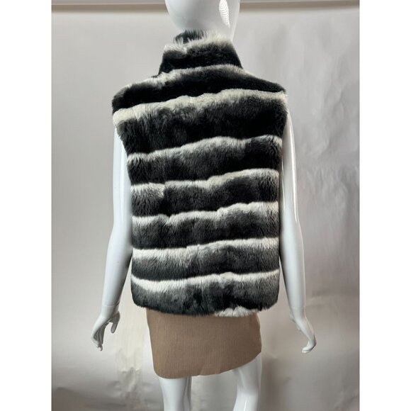 Annabelle New York Faux Fur Vest Black & White Striped Pattern Size Large - Picture 14 of 16